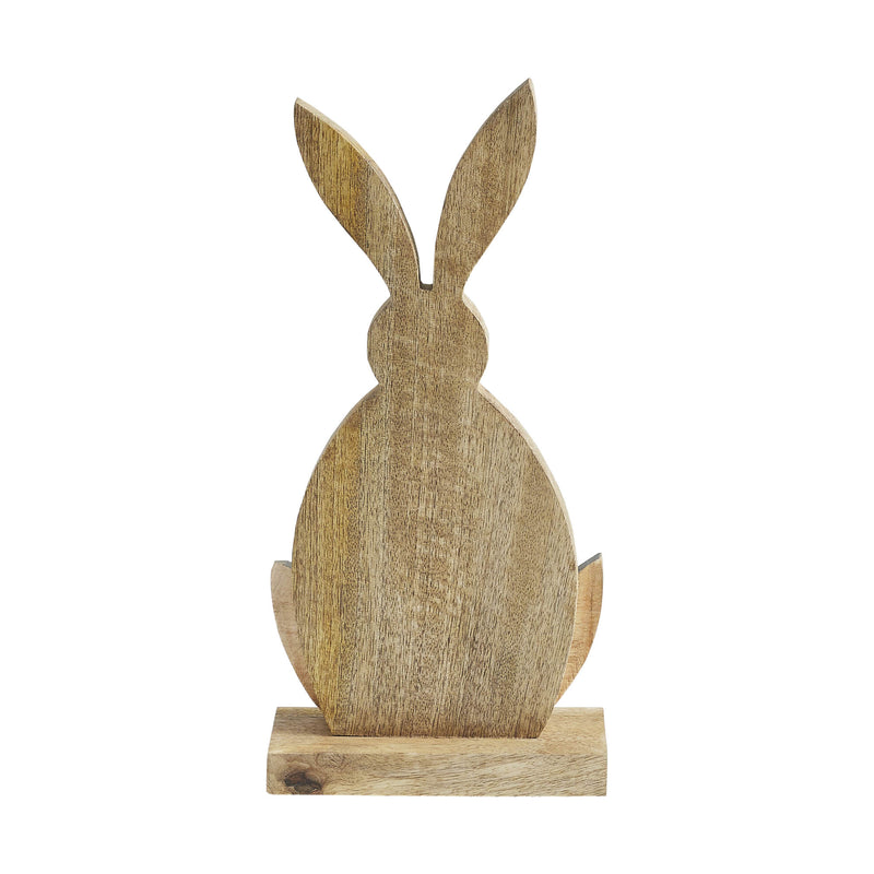 Bunny Hop Wooden Half Egg w/ Grey Bunny Silhouette 10.5x5x2.5