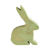 Bunny Hop Wooden Sitting Bunny In Green 8.75x6.5x1.5