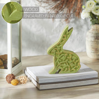 Bunny Hop Wooden Sitting Bunny In Green 8.75x6.5x1.5