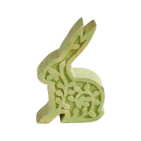 Bunny Hop Wooden Sitting Bunny In Green 6.75x5x1.5