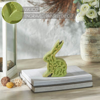 Bunny Hop Wooden Sitting Bunny In Green 6.75x5x1.5