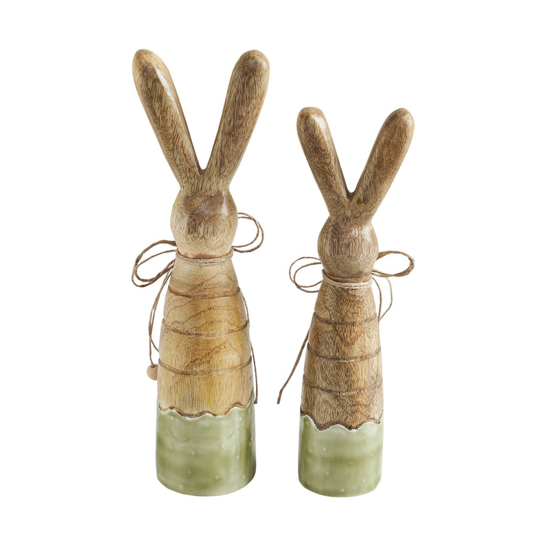 Bunny Hop Wooden Skinny Bunnies In Green Enamel Set of 2 Sizes