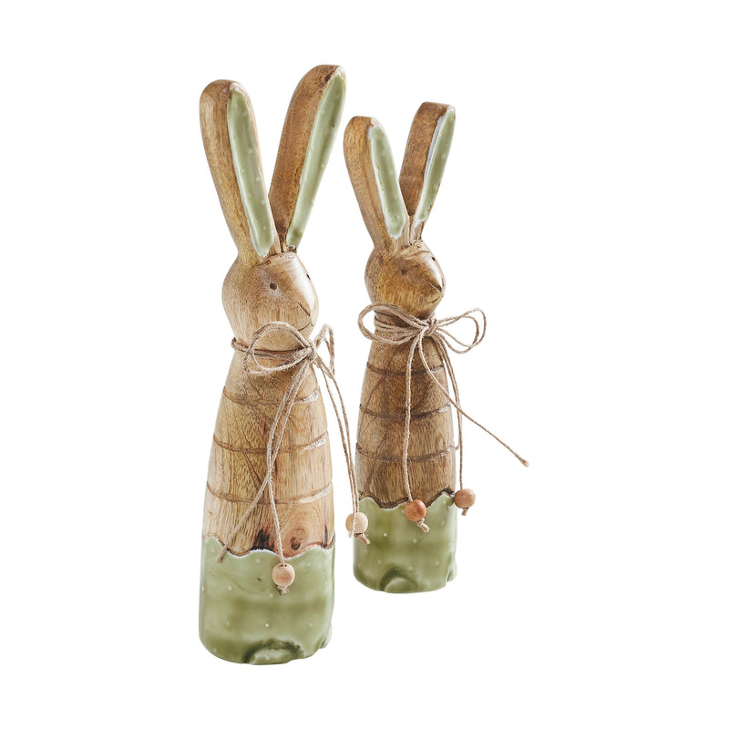 Bunny Hop Wooden Skinny Bunnies In Green Enamel Set of 2 Sizes