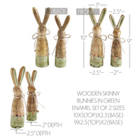 Bunny Hop Wooden Skinny Bunnies In Green Enamel Set of 2 Sizes