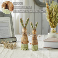 Bunny Hop Wooden Skinny Bunnies In Green Enamel Set of 2 Sizes