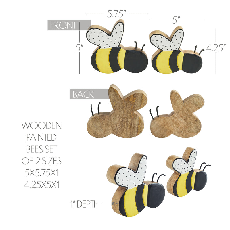 Buzzy Bees Wooden Painted Bees Set of 2 Sizes