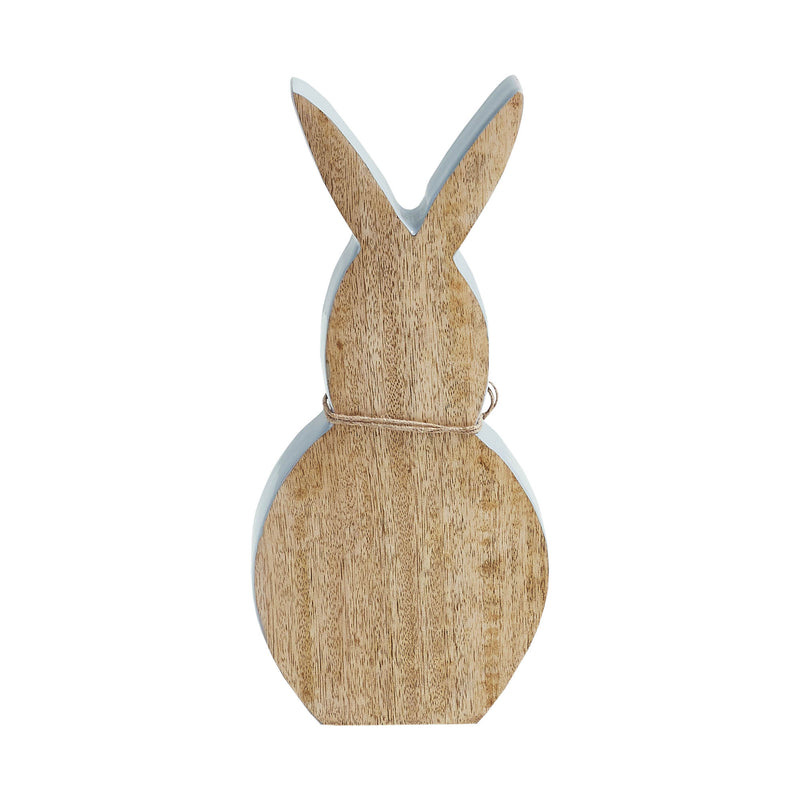 Spring In Bloom Wooden Enamel Edge Bunny w/ Natural Beads 10.75x5x1.5