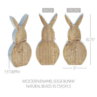 Spring In Bloom Wooden Enamel Edge Bunny w/ Natural Beads 10.75x5x1.5