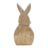 Spring In Bloom Wooden Enamel Edge Bunny w/ Natural Beads 8.5x4x1.5