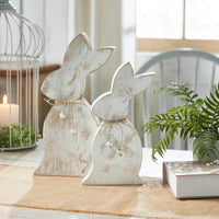 Spring In Bloom Wooden Upright Bunny Silhouette w/ Twine 11.5x6x1.5