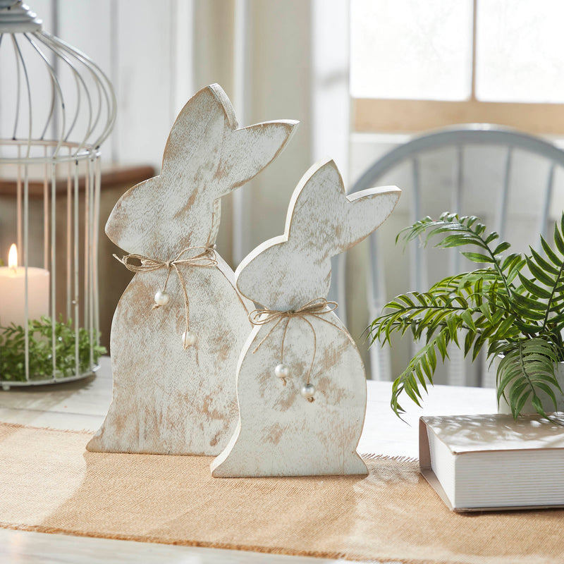 Spring In Bloom Wooden Upright Bunny Silhouette w/ Twine 11.5x6x1.5