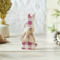 Bunny Hop MDF All Ears Lavender Check Bunny In Burlap Scarf 8x3.5x1