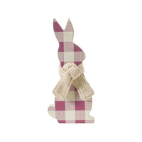 Bunny Hop MDF All Ears Lavender Check Bunny In Burlap Scarf 8x3.5x1