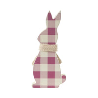 Bunny Hop MDF All Ears Lavender Check Bunny In Burlap Scarf 8x3.5x1