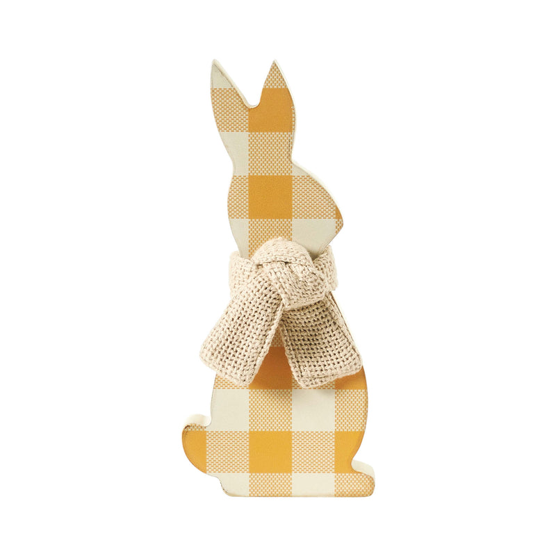 Bunny Hop MDF All Ears Honey Check Bunny In Burlap Scarf 8x3.5x1