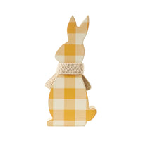 Bunny Hop MDF All Ears Honey Check Bunny In Burlap Scarf 8x3.5x1