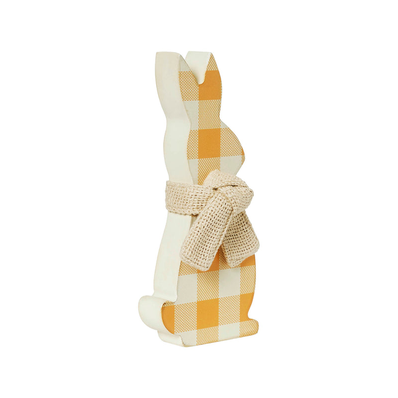 Bunny Hop MDF All Ears Honey Check Bunny In Burlap Scarf 8x3.5x1