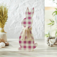 Bunny Hop MDF All Ears Lavender Check Bunny In Burlap Scarf 13x6x1