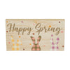 Bunny Hop Happy Spring 3 Bunnies In Check MDF Wall Sign w/ Twine 5x9x0.75