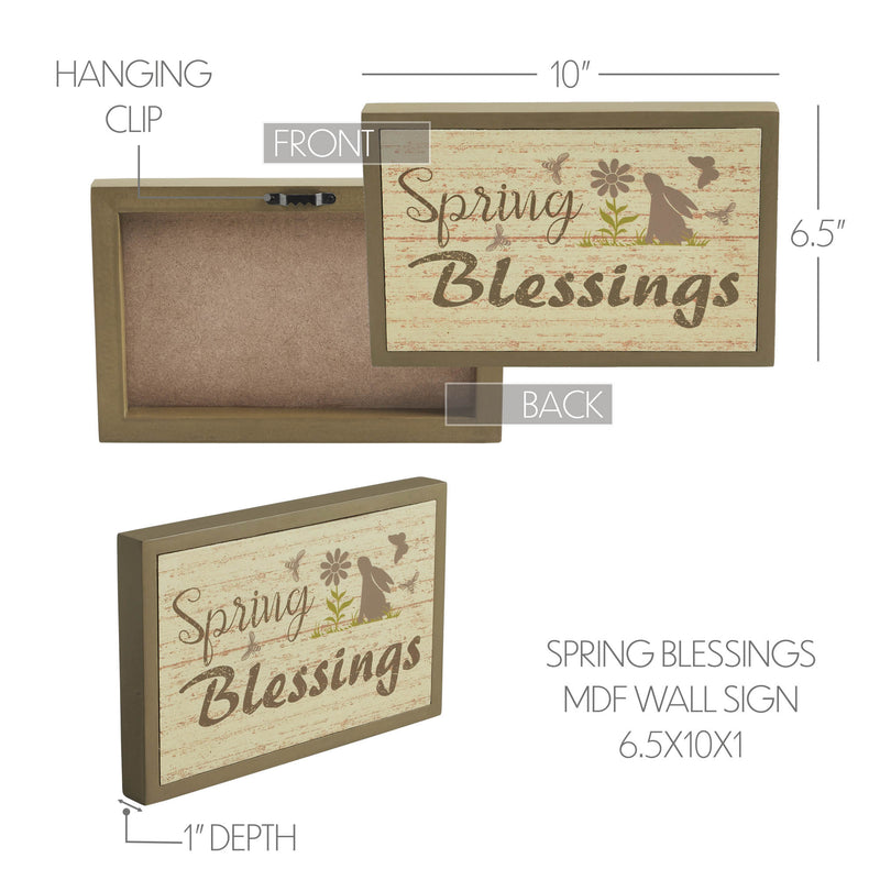 Bunny Hop Spring Blessings MDF Framed Wall Sign 6.5x10x1