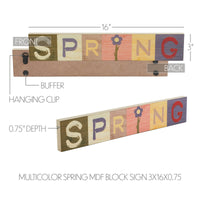 Bunny Hop Multicolor SPRING MDF Block Sign 3x16x0.75