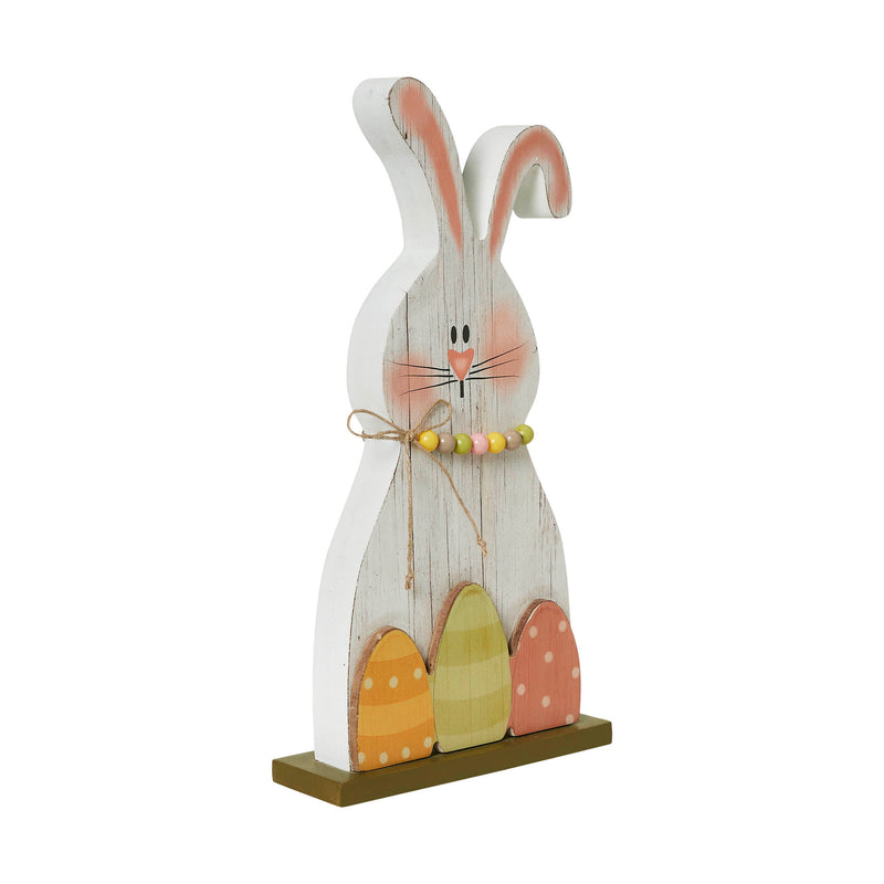 Bunny Hop MDF Blushing Bunny & Eggs w/ Base 12x6.5x2