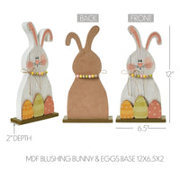 Bunny Hop MDF Blushing Bunny & Eggs w/ Base 12x6.5x2