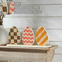 Bunny Hop MDF 3 Painted Eggs w/ Base 5.5x12x2.25