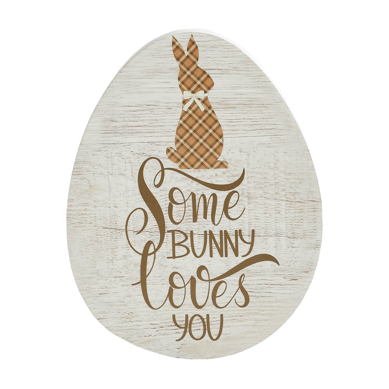 Bunny Hop Some Bunny Loves You Egg MDF Wall Sign 12x9x0.5