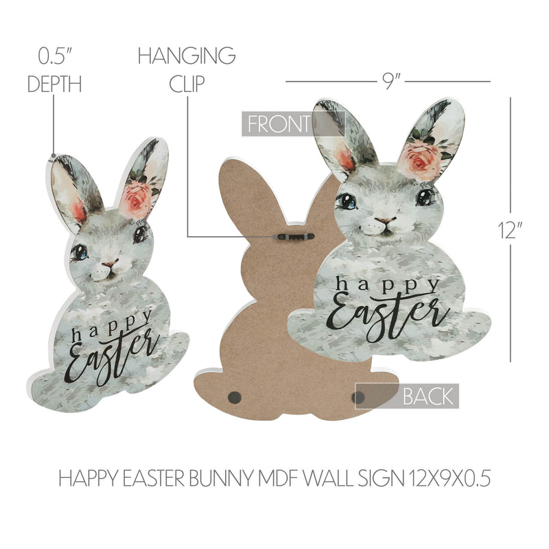 Bunny Hop Happy Easter Bunny MDF Wall Sign 12x9x0.5