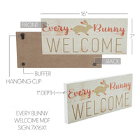 Bunny Hop Every Bunny Welcome MDF Sign 7x16x1