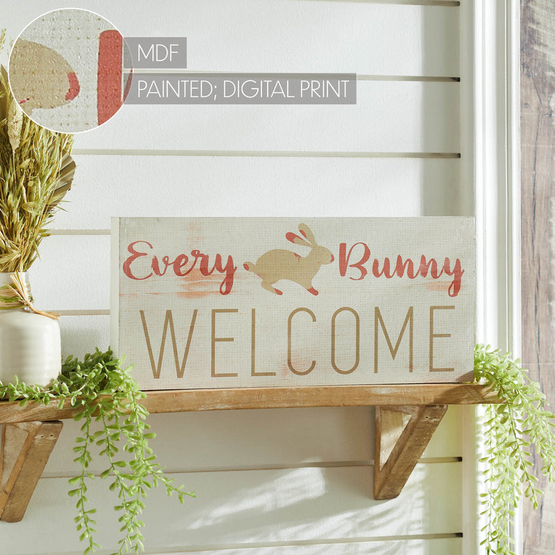 Bunny Hop Every Bunny Welcome MDF Sign 7x16x1