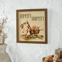 Bunny Hop Hippity Hoppity Bunny & Carrot Wagon MDF Wall Sign 12x12x0.5