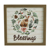 Bunny Hop Blessings Bunny & Wreath MDF Wall Sign 12x12x0.5