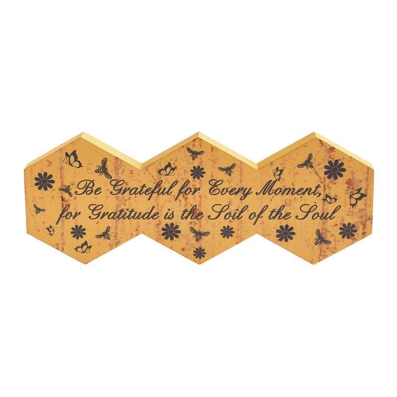 Buzzy Bees Be Grateful for Every Moment Hexagons MDF Wall Sign 5.8x15x1