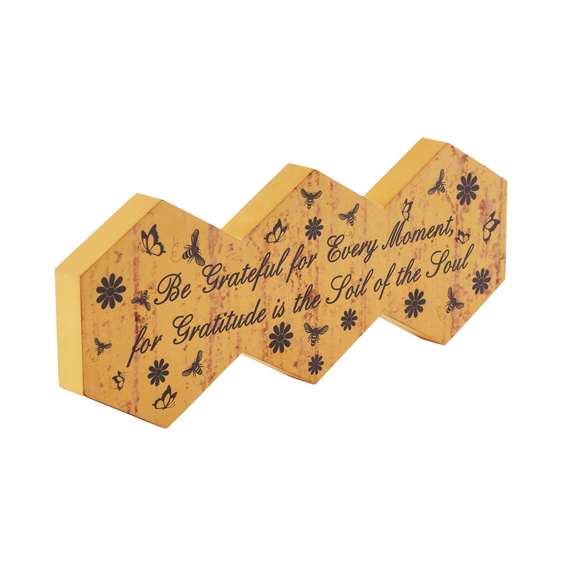 Buzzy Bees Be Grateful for Every Moment Hexagons MDF Wall Sign 5.8x15x1