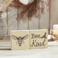 Buzzy Bees Bee Kind MDF Block Sign 5x5x1 Set of 2