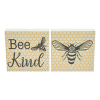 Buzzy Bees Bee Kind MDF Block Sign 5x5x1 Set of 2