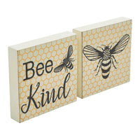 Buzzy Bees Bee Kind MDF Block Sign 5x5x1 Set of 2