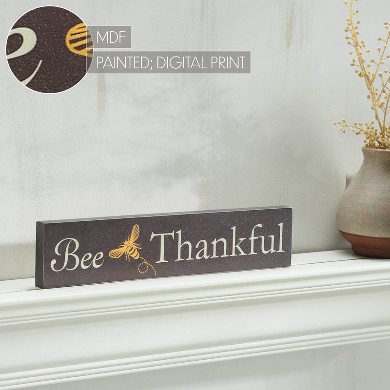 Buzzy Bees Bee Thankful Grey MDF Wall Sign 3x14x0.75