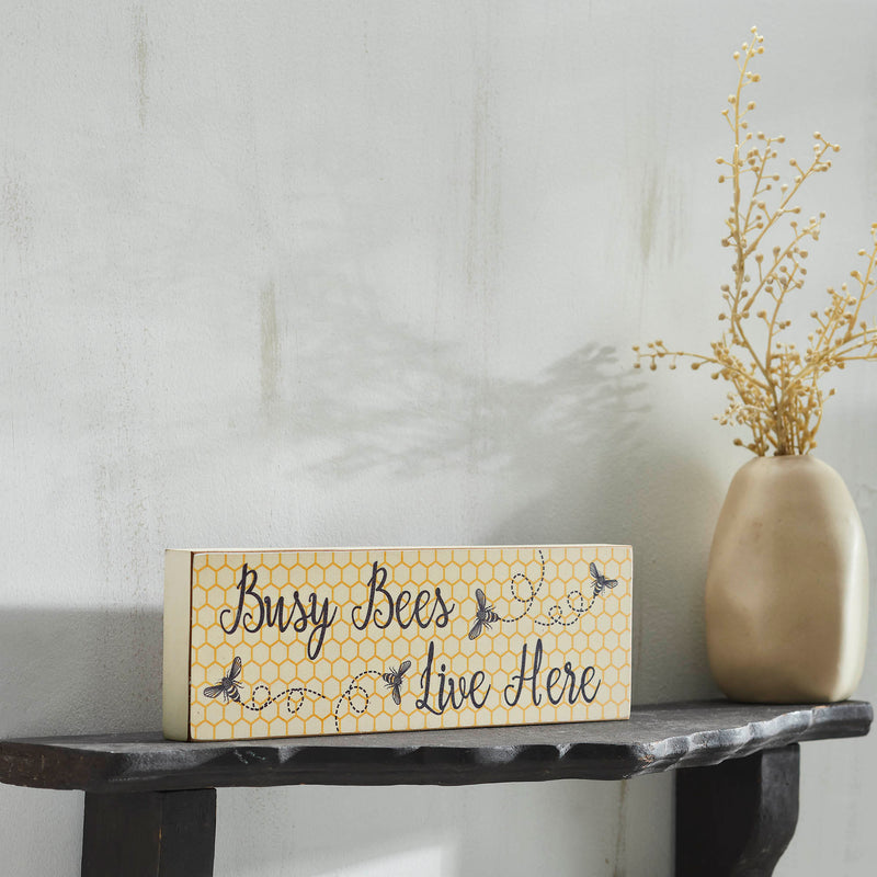 Buzzy Bees Busy Bees Live Here MDF Wall Sign 4x12x1