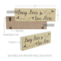 Buzzy Bees Busy Bees Live Here MDF Wall Sign 4x12x1