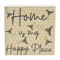 Buzzy Bees Home Is My Happy Place MDF Block Sign 6x6x1