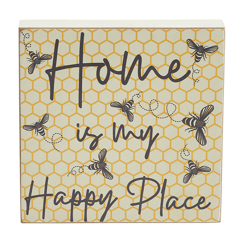 Buzzy Bees Home Is My Happy Place MDF Block Sign 6x6x1