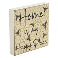 Buzzy Bees Home Is My Happy Place MDF Block Sign 6x6x1