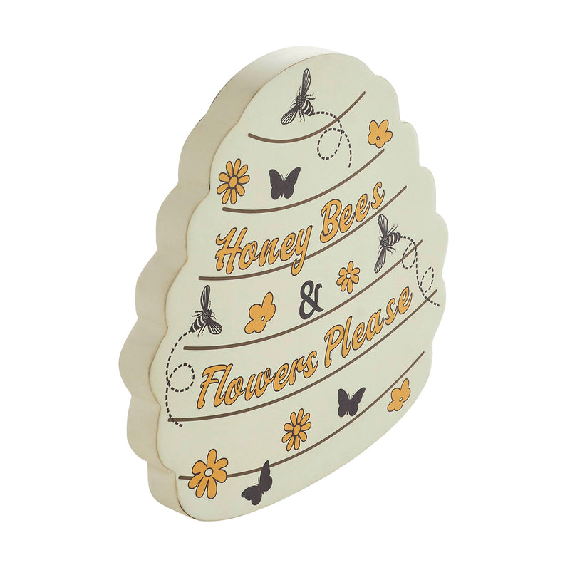 Bee Collection Sign Buzzy Bees Honey Bees & Flower Please Bee Hive MDF Wall Sign 11x11x1 ...