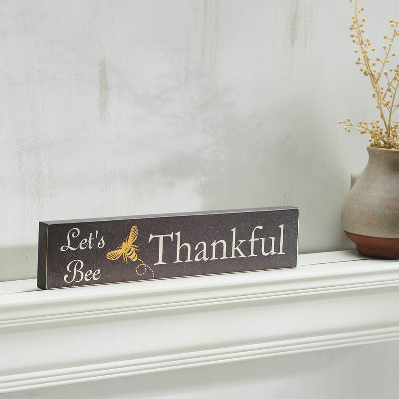 Buzzy Bees Let's Bee Thankful Grey MDF Wall Sign 3x14x0.75