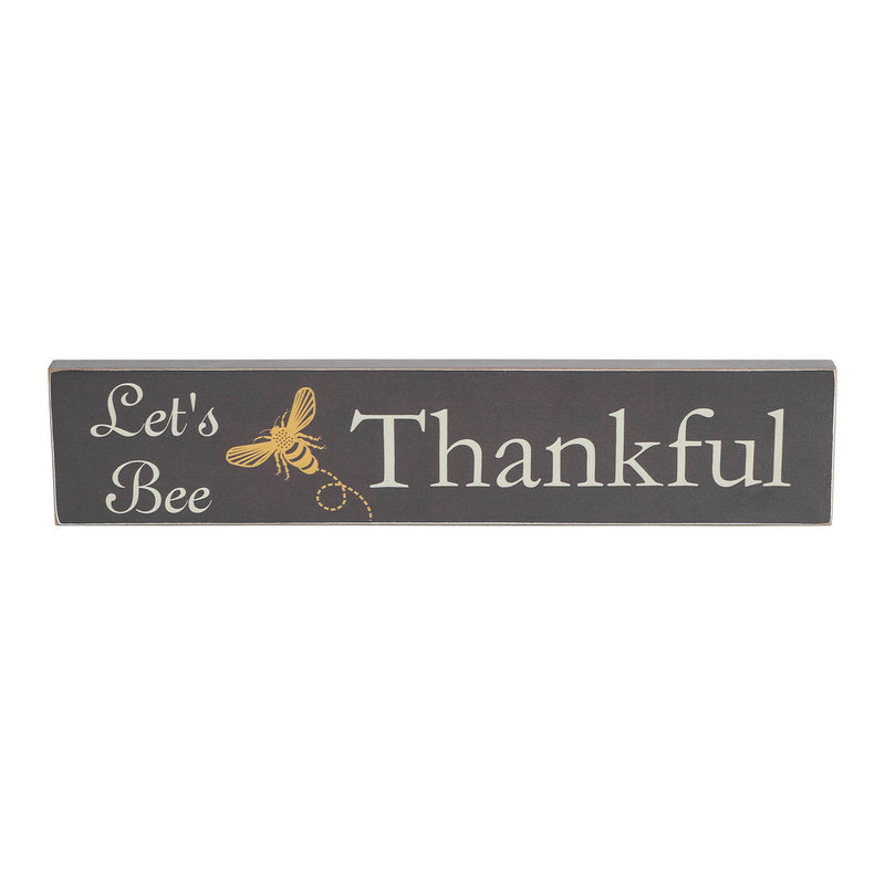 Buzzy Bees Let's Bee Thankful Grey MDF Wall Sign 3x14x0.75