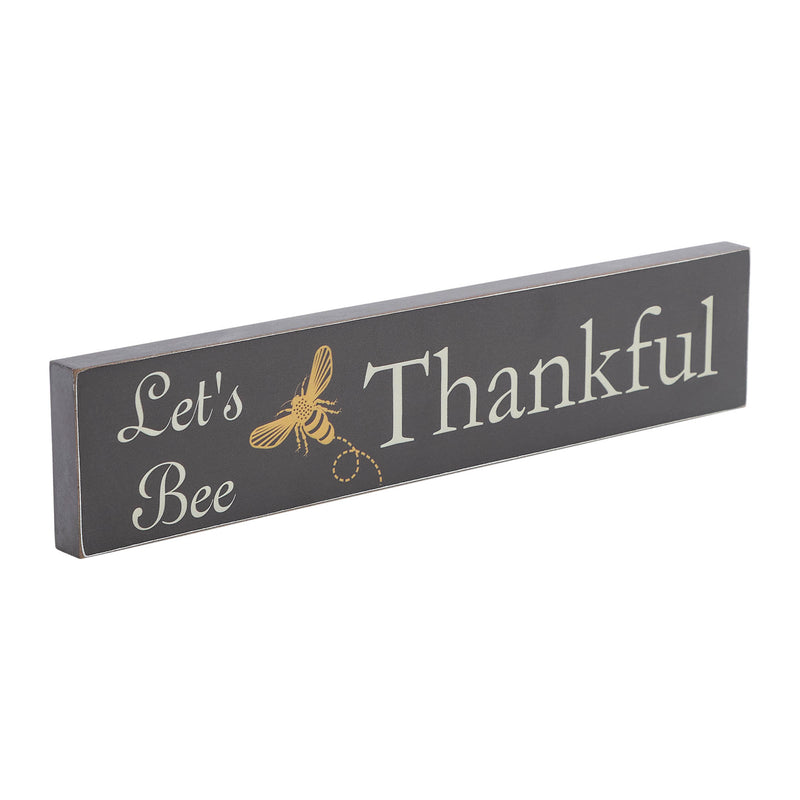 Buzzy Bees Let's Bee Thankful Grey MDF Wall Sign 3x14x0.75