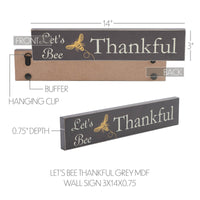 Buzzy Bees Let's Bee Thankful Grey MDF Wall Sign 3x14x0.75